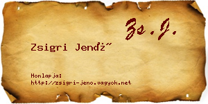 Zsigri Jenő névjegykártya